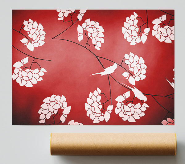 Red Feather Branches Giclee Print