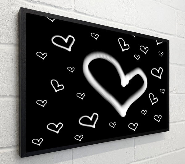 Love Hearts White On Black