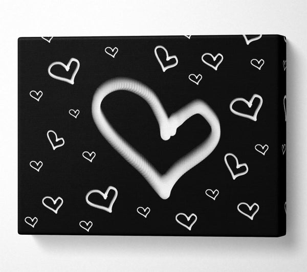 Love Hearts White On Black