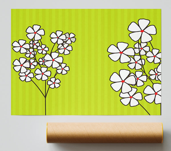 Poppies On Lime Green Print