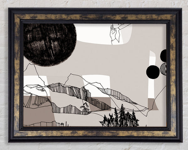Abstract Mountain Beige Framed Print