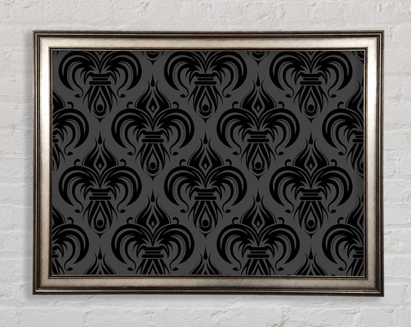 Black And Grey Velvet Flock Framed Print