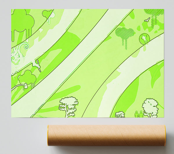 Rainbow Trees Lime Giclee Print
