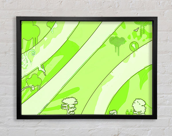 Rainbow Trees Lime Framed Print