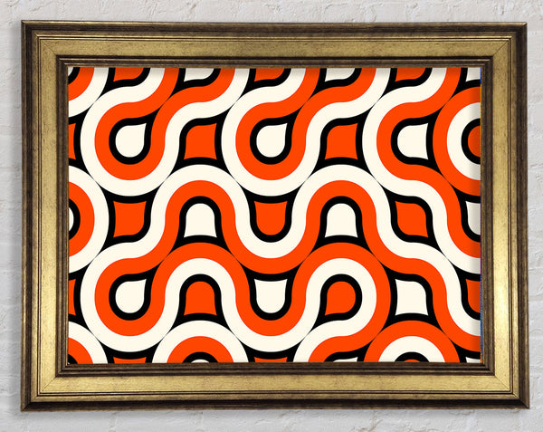 Graphical Maze Orange Framed Print