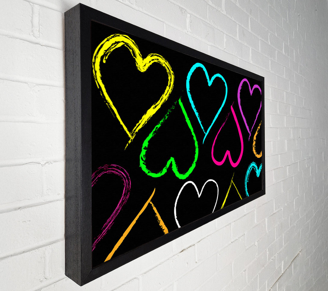  A Canvas Print of Multi-Coloured Love Hearts Canvas Print