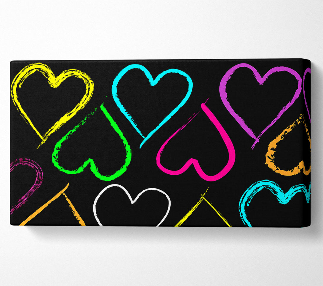  A Canvas Print of Multi-Coloured Love Hearts Canvas Print