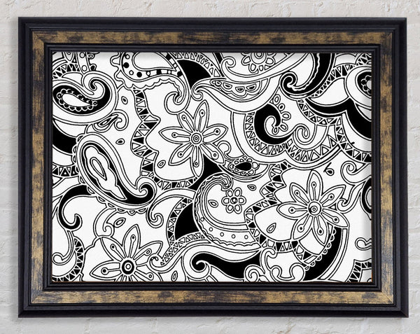 Pasley Garden Black On White Framed Print