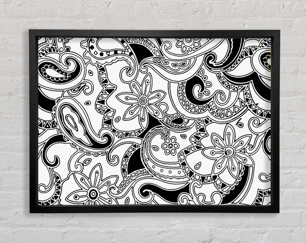 Pasley Garden Black On White Framed Print