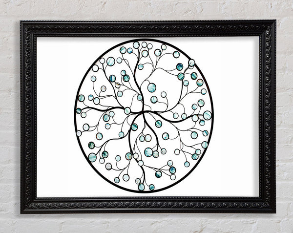 Circle Of Life Blue On White Framed Print