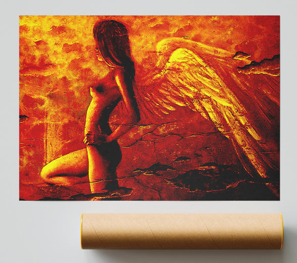 Orange Winged Angel Print
