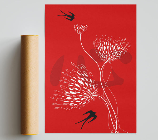 Red Doves Poster