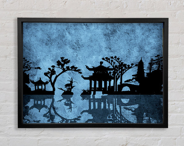 The Blue Japanese Garden Framed Print
