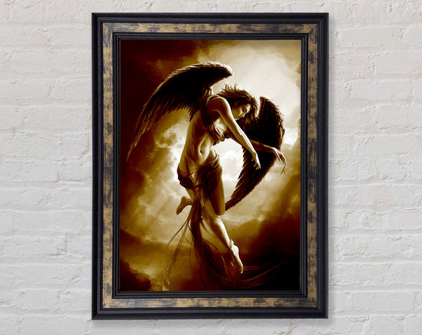 Floating Angel Brown Framed Print