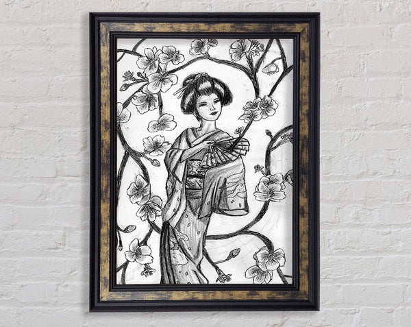 Japanese Geisha Art Framed Print