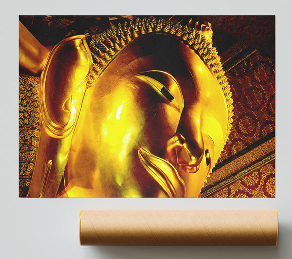 Golden Buddha Face Print
