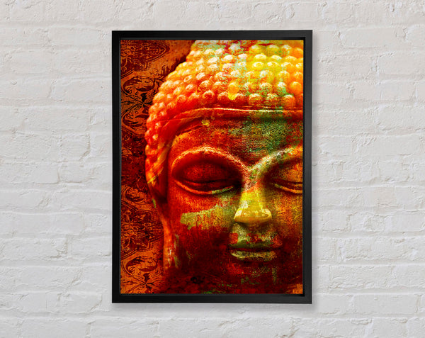 Retro Orange Yellow Buddha Framed Print