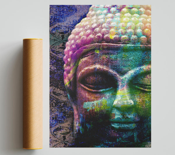 Retro Rainbow Buddha Poster