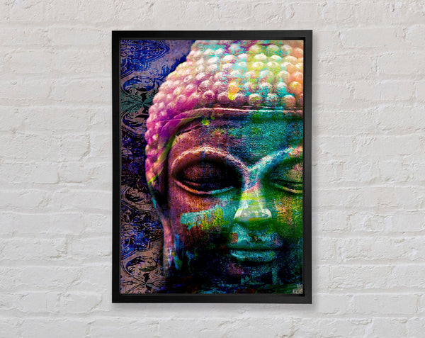 Retro Rainbow Buddha Framed Print