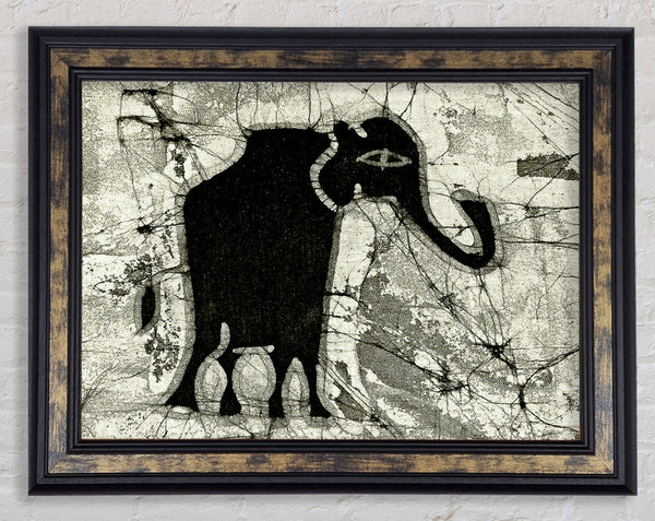 Tribal Elephant Black Framed Print