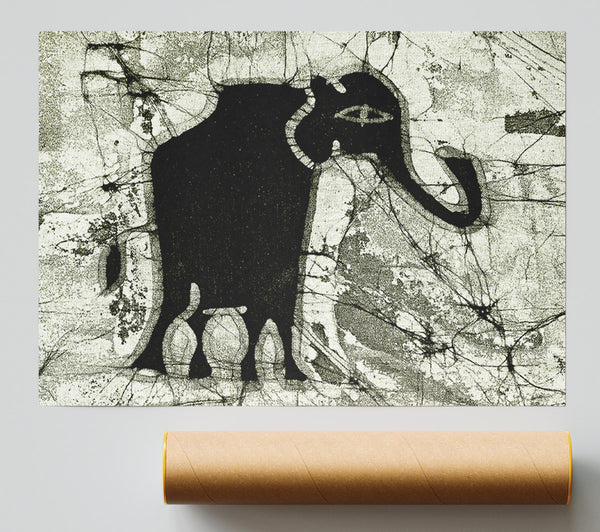 Tribal Elephant Black Print