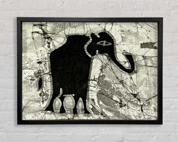 Tribal Elephant Black Framed Print