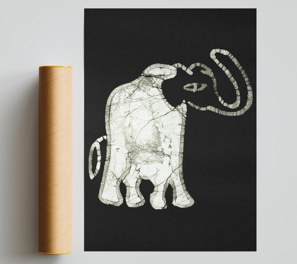 Native Elephant Art B N W Poster
