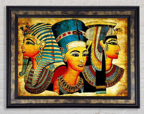 Heads Of Three Egyptian Queens n Kings Framed Print