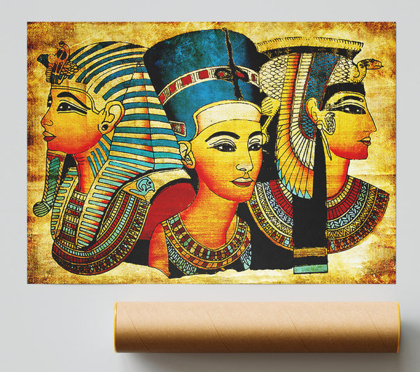 Heads Of Three Egyptian Queens N Kings Poster