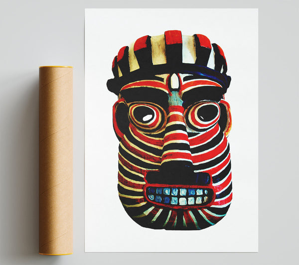 Tribal Mask Red Print
