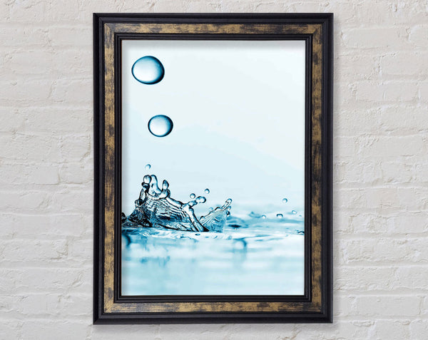 Blue Water Droplet Splash Framed Print