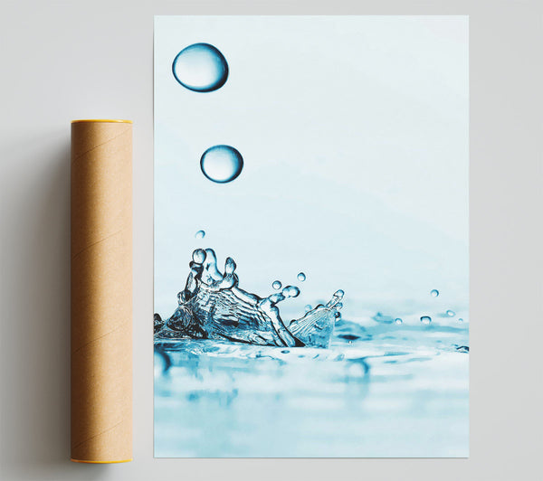 Blue Water Droplet Splash Giclee Print
