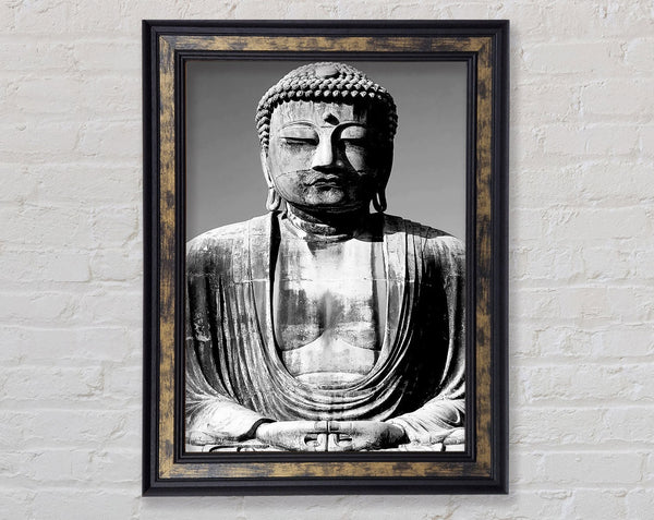 Peaceful Buddha Black n White Framed Print