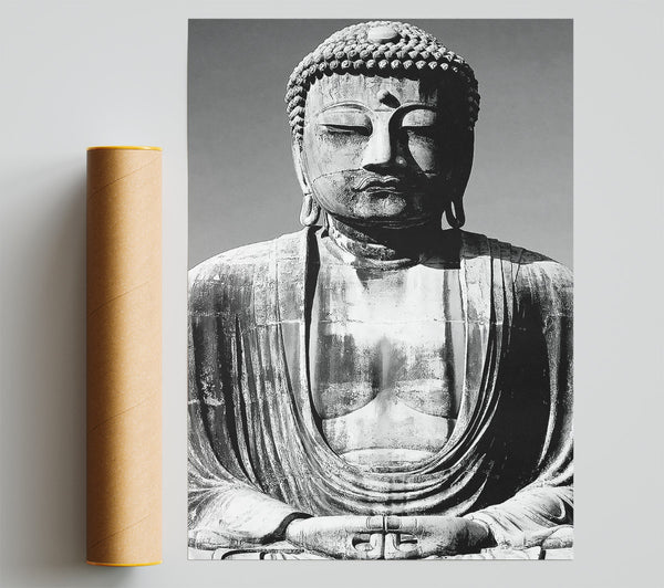 Peaceful Buddha Black N White Poster
