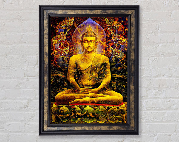 Meditating Buddha Dragons Framed Print
