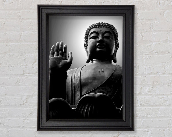 Black n White Buddha Statue Framed Print