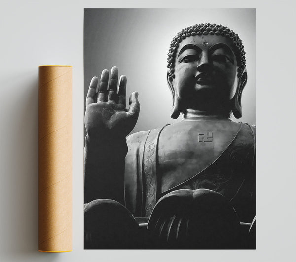 Black N White Buddha Statue Print