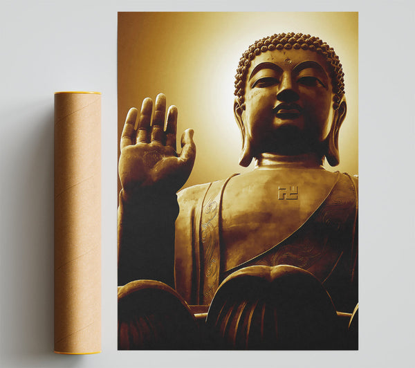 Sepia Buddha Statue Poster
