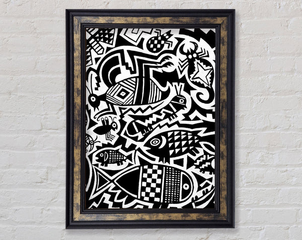 Tribal Hunter Gatherer Framed Print