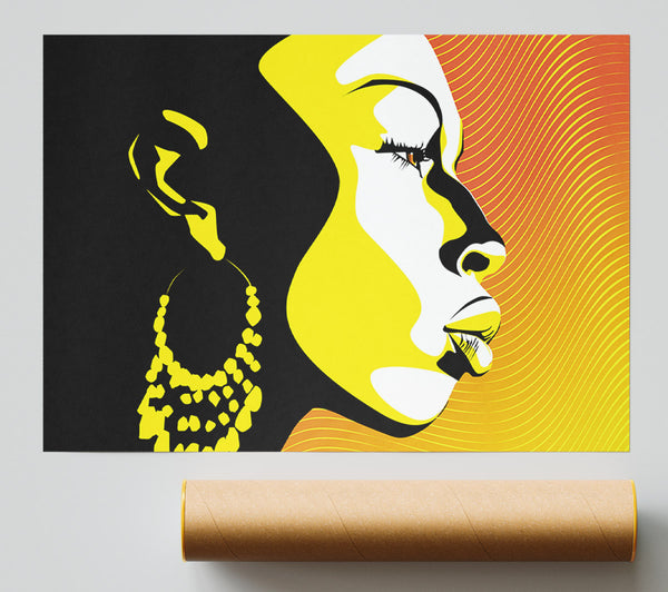 African Female Bathed In Golden Light Print