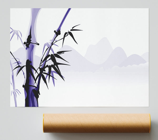 Purple Bamboo Mountains Giclee Print