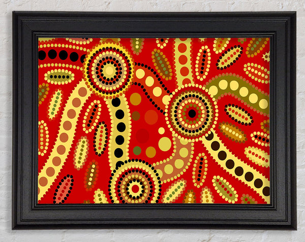 Aboriginal Red Tribal Framed Print