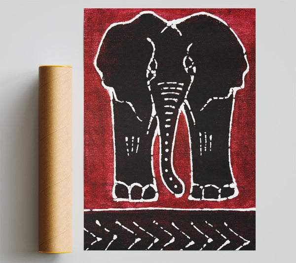 Aboriginal Red Elephant Giclee Print