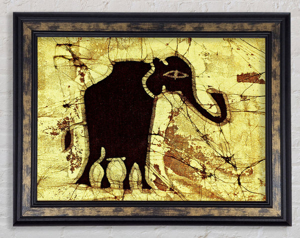 Tribal Elephant Brown Framed Print