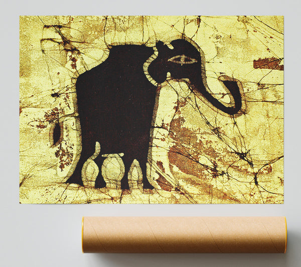 Tribal Elephant Brown Giclee Print
