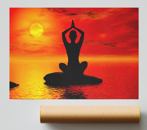 Yoga Ocean Sun Blaze Poster