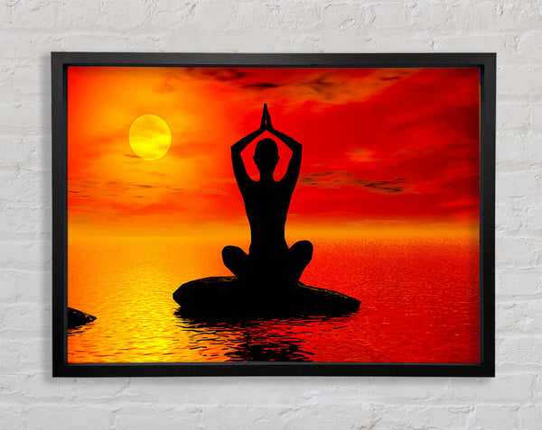 Yoga Ocean Sun Blaze Framed Print
