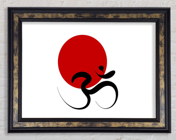 Om Sign Under The Red Sun Framed Print