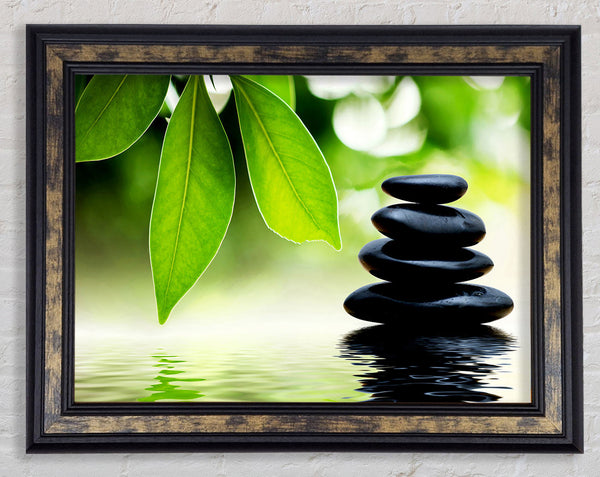 Tranquil Water Stones Framed Print