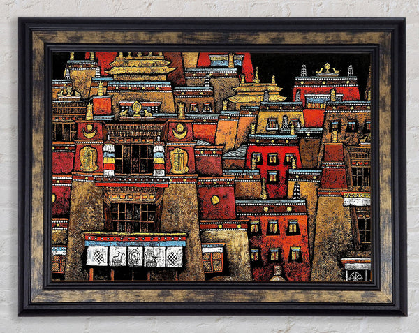 Tibetan Art Houses Framed Print